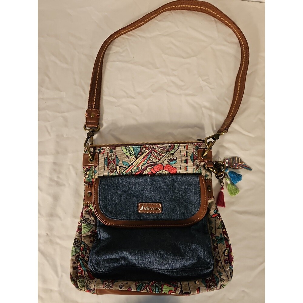 Sakroots Artist Circle Spirit Desert Valentina Ramos Owl Floral Crossbody Bag